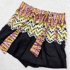 Anthropologie Geometric Ikat Print Tie Waist Shorts Linen Blend Small